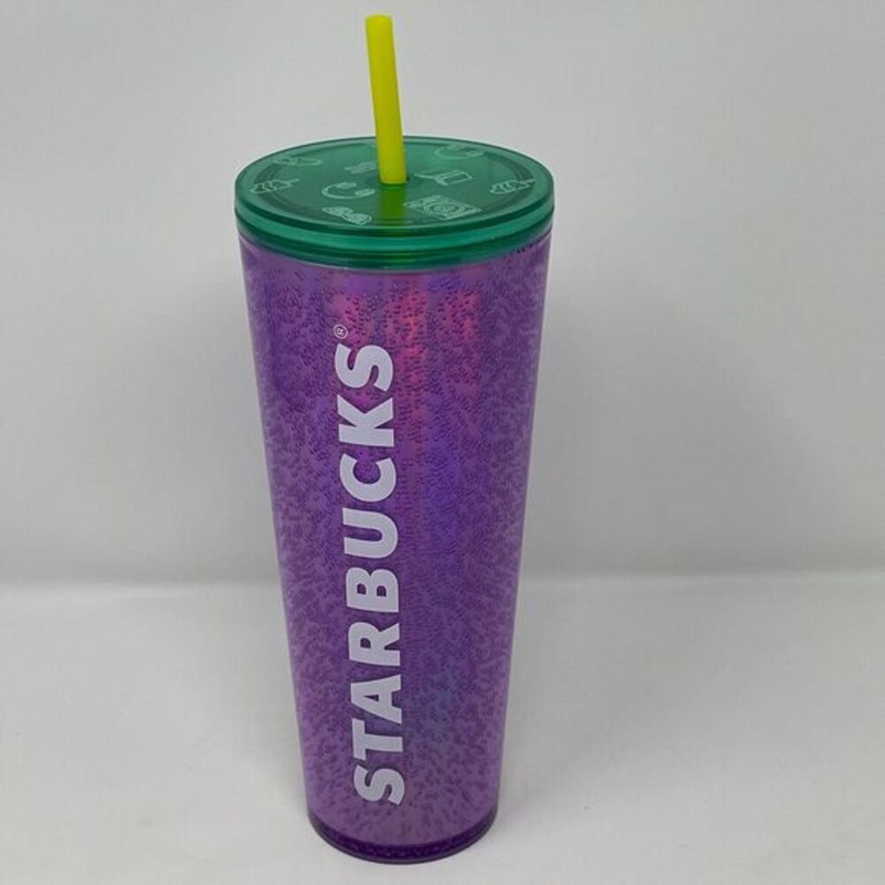Starbucks 2022 Back to School Purple Bubble Emoji Tumbler Cold Cup Venti 24oz